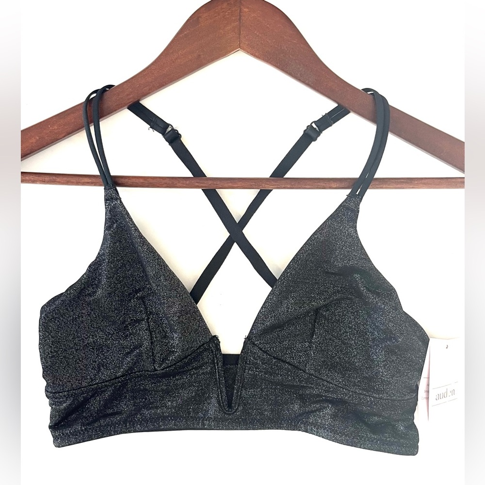 3 for 20 AUDEN Target Bralette NWT Black Shimmer Crossback V Front | S